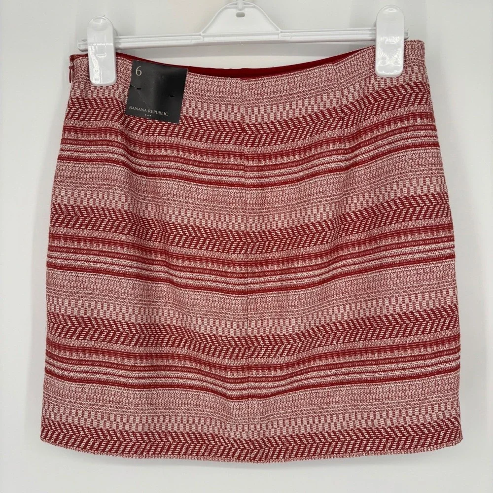 NWT Banana Republic Cotton Mini Skirt Rust Cream Lined Woven Textured Boho‎ 6
